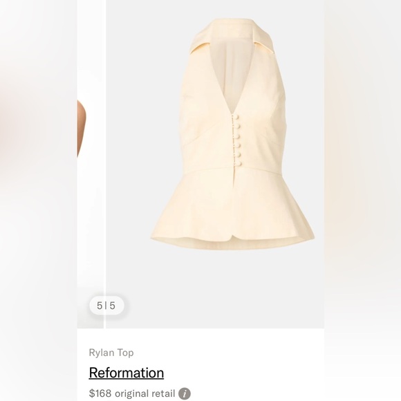 Reformation Tops - Reformation Cream Rylan Halter Peplum Top